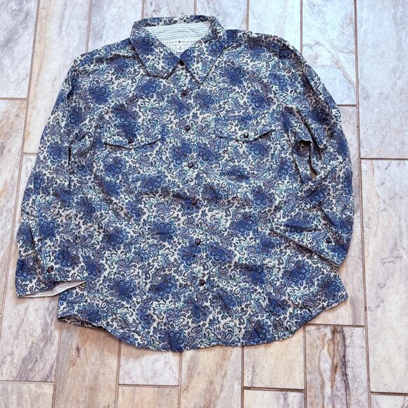 NEW Tommy Hilfiger women's size 12 paisley print snap button 3/4 sleeve - Picture 1 of 4